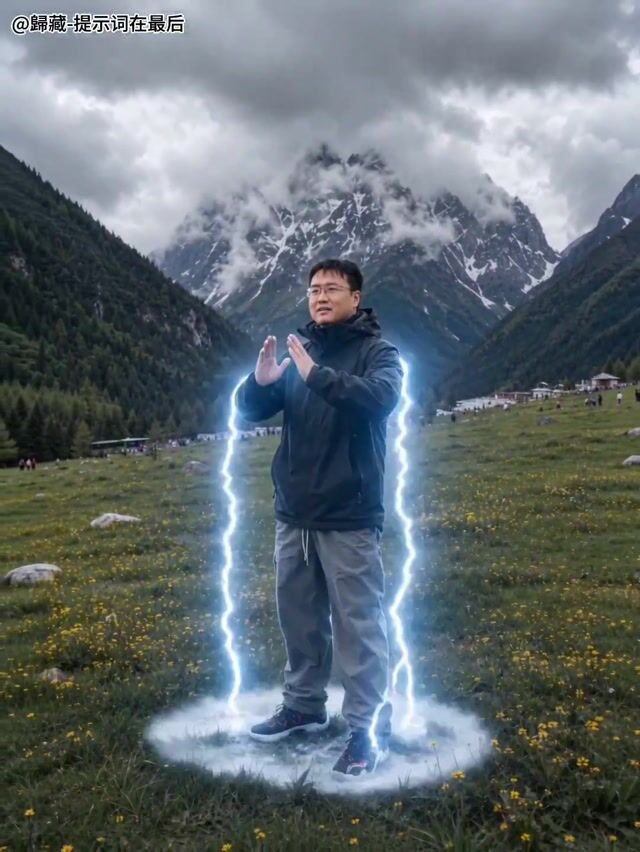 GPT-Image-2 outdoor photo “法天象地” effect with video workflow