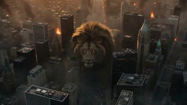 Seedance 2 Hailuo prompt: colossal lion rampages through a city