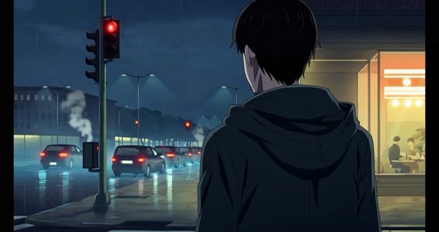 Rainy anime noir cinematic video made with Kling 3