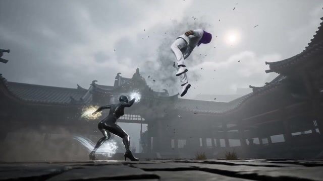 Cinematic Anime-Style Courtyard Fight