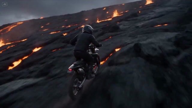 Volcanic Downhill Rider Action Sequence