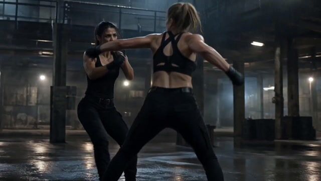8-Panel Cinematic Female Fight Storyboard