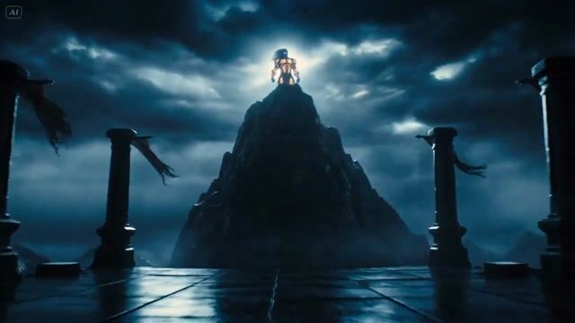 Lightning God Summons a Storm on a Mountain Peak