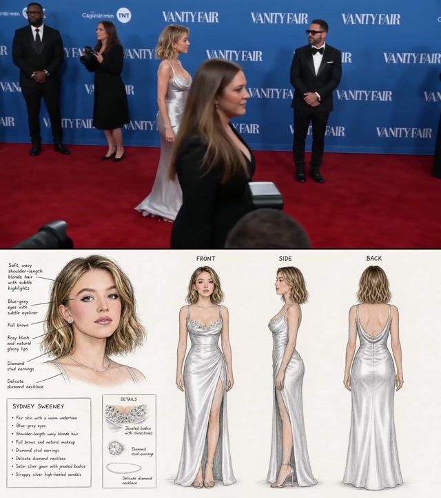 Red carpet AI video using custom Sydney Sweeney character sheet