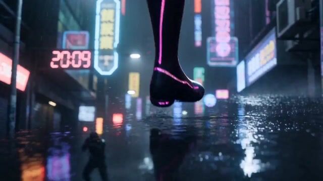 Cyber Ronin Fight in Neon Rain